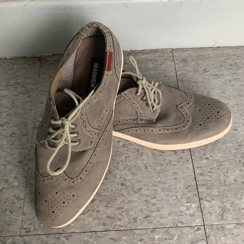 Steve Madden Mens RANNEY Gray Lace Up Wingtip Oxford Sneaker Shoes Size 13 - Picture 6 of 13